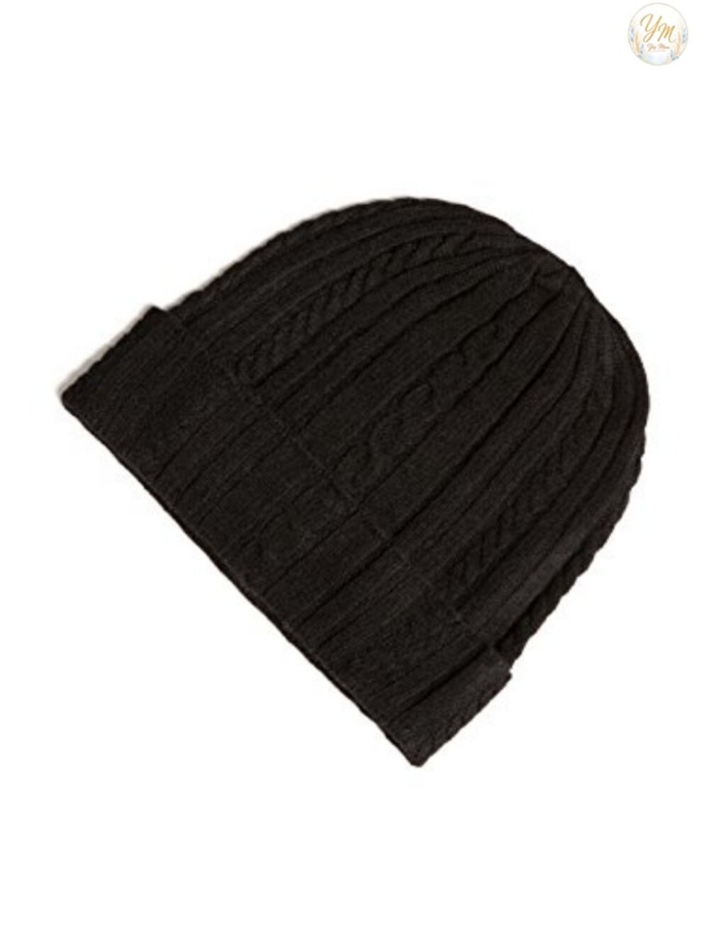 Cable Knit 100% Pure Cashmere Cuffed Beanie Winter Hat